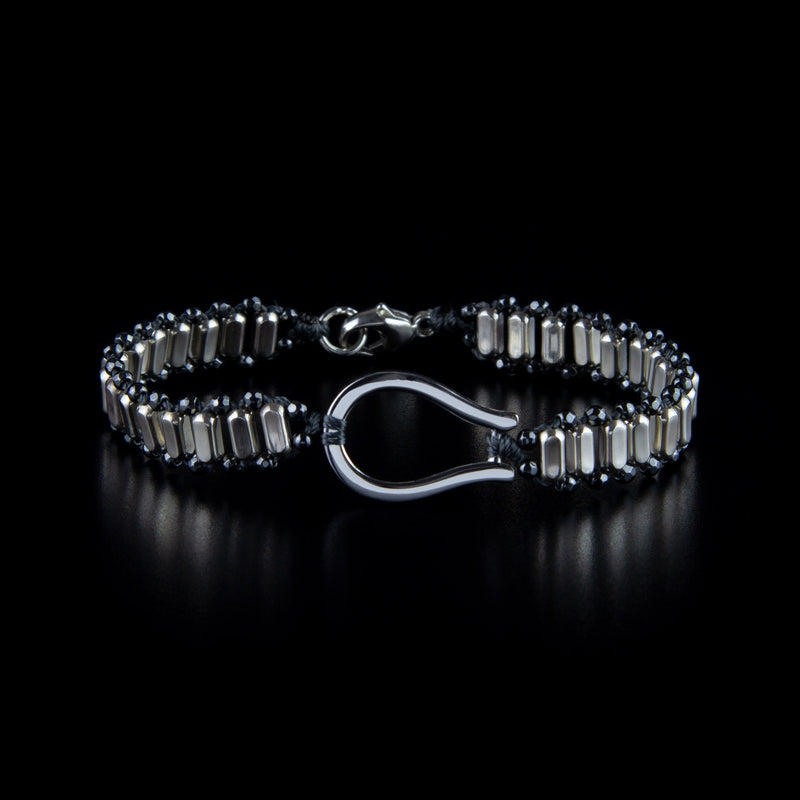 Bracciale con barrette argento e ematite