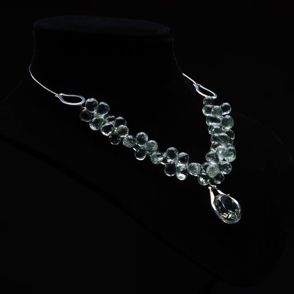 Collana con gocce di prasiolite azzurre