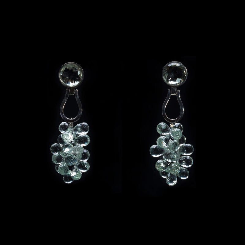 Orecchini con gocce di prasiolite azzurre